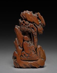 Clip for Paper with Sage Seated Under a Pine, 1600s. Creator: Pu Zhongqian (Chinese, active 1600s)