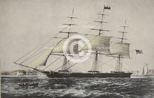 Clipper Ship  'Nightingale' , 1854, Currier & Ives (Colour Lithograph)