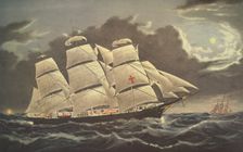 Clipper Ship Dreadnought- off Tuskar Light, pub. 1856, Currier & Ives (Colour Lithograph)