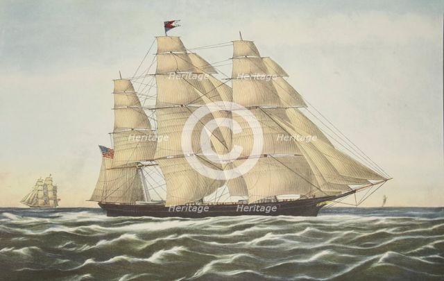 Clipper Ship ,'Flying Cloud' , pub. 1852, Currier & Ives (Colour Lithograph)