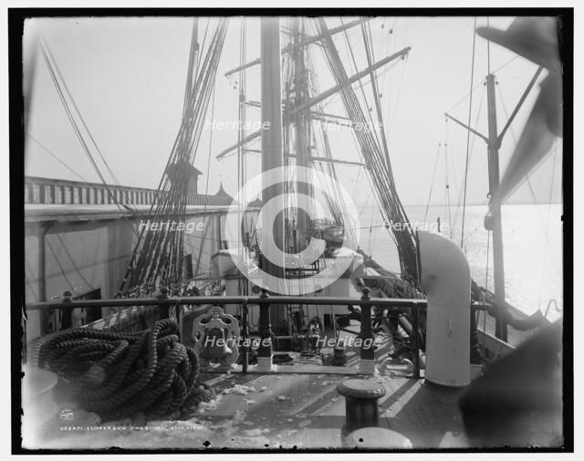 Clipper ship King George, deck view, (1908?). Creator: Unknown.