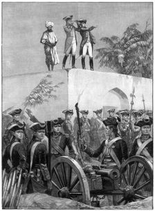 Clive on the roof of the Nawab Siraj Ud Daulah's hunting lodge, India, 1757, (1893).Artist: Richard Caton Woodville II