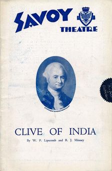 Clive of India programme for the Savoy Theatre, 1934
