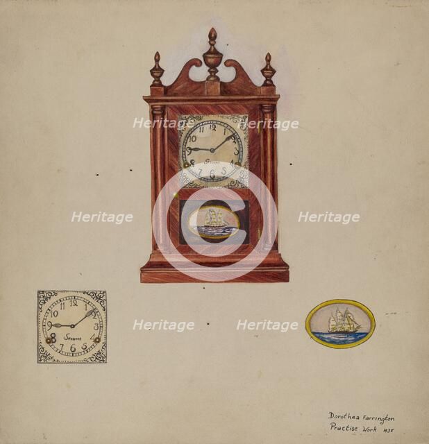 Clock, Antique, 1938. Creator: Dorothea A. Farrington.