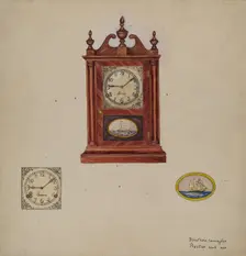 Clock, Antique, 1938. Creator: Dorothea A. Farrington