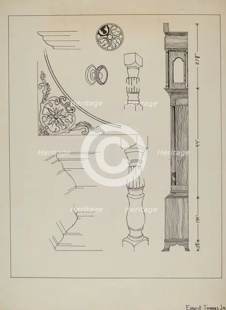 Clock, c. 1936. Creator: Ernest A Towers Jr.