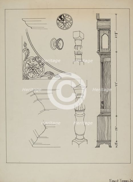 Clock, c. 1936. Creator: Ernest A Towers Jr.