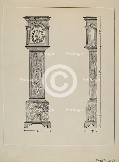 Clock, c. 1936. Creator: Ernest A Towers Jr.