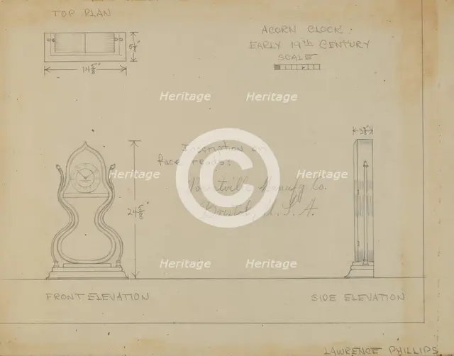 Clock, c. 1936. Creator: Lawrence Phillips.