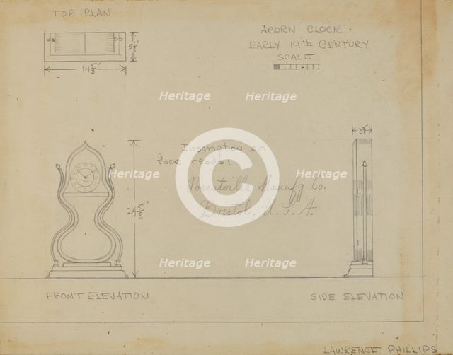 Clock, c. 1936. Creator: Lawrence Phillips.