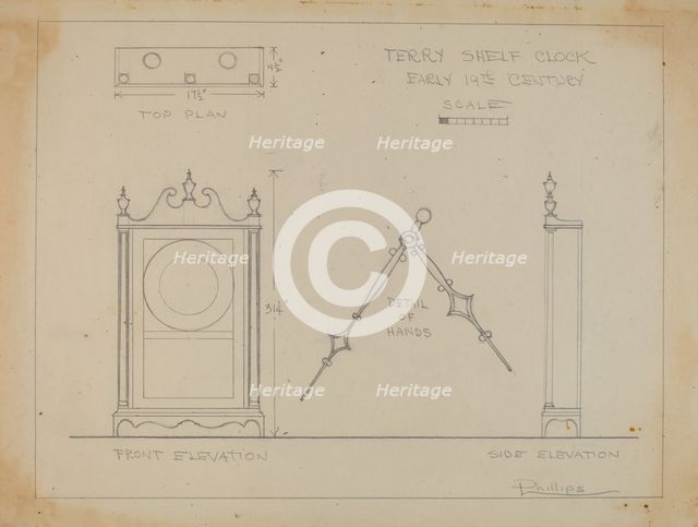 Clock, c. 1936. Creator: Lawrence Phillips.
