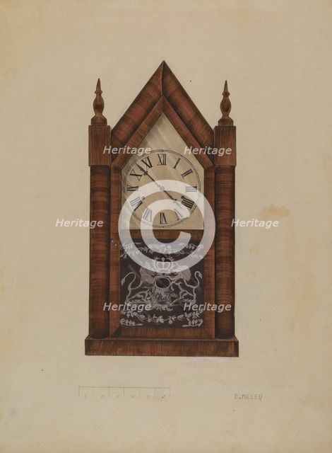 Clock, c. 1937. Creator: Edith Miller.