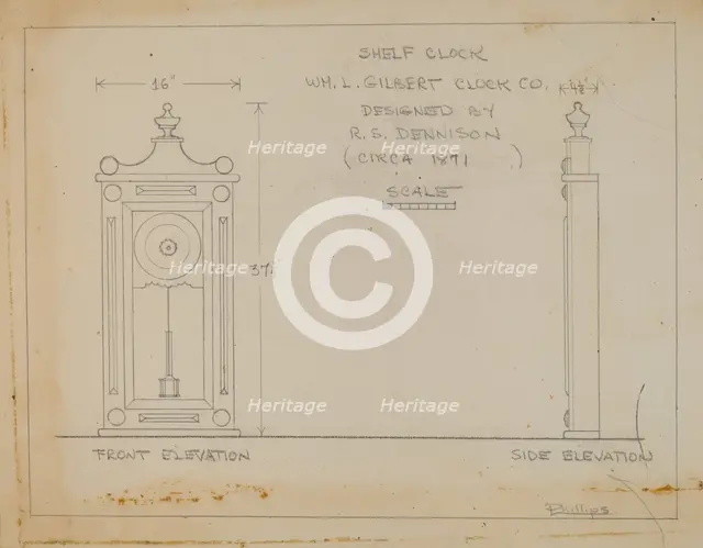 Clock, c. 1938. Creator: Lawrence Phillips.