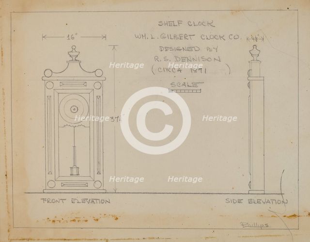 Clock, c. 1938. Creator: Lawrence Phillips.
