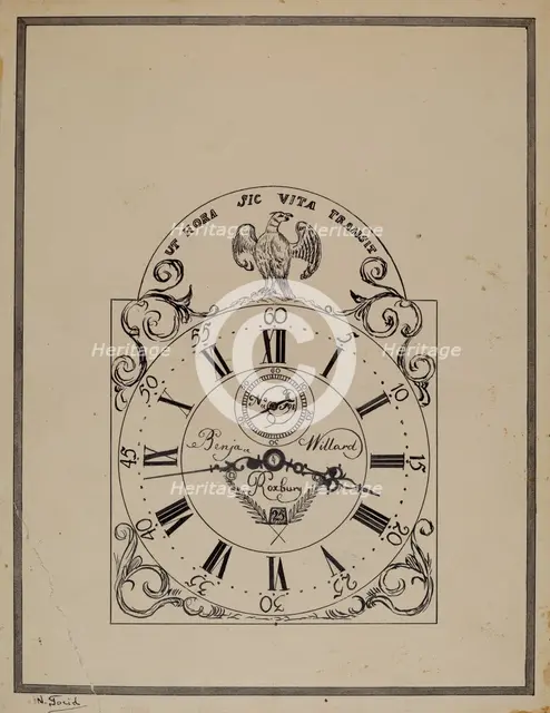 Clock, c. 1938. Creator: Nicholas Gorid.