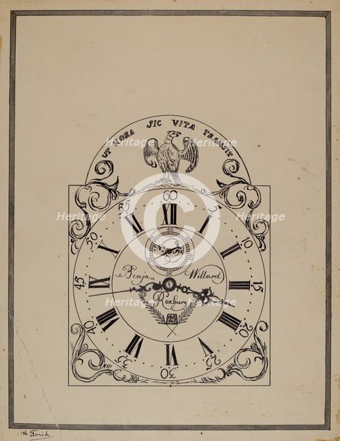 Clock, c. 1938. Creator: Nicholas Gorid.