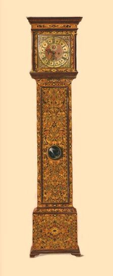Clock inlaid with light marquetry, 1905. Artist: Shirley Slocombe