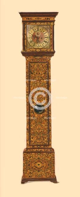 Clock inlaid with light marquetry, 1905. Artist: Shirley Slocombe.