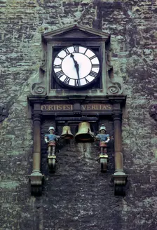Clock on Carfax Tower, Oxford, Oxfordshire, 1974. Creator: Tony Evans