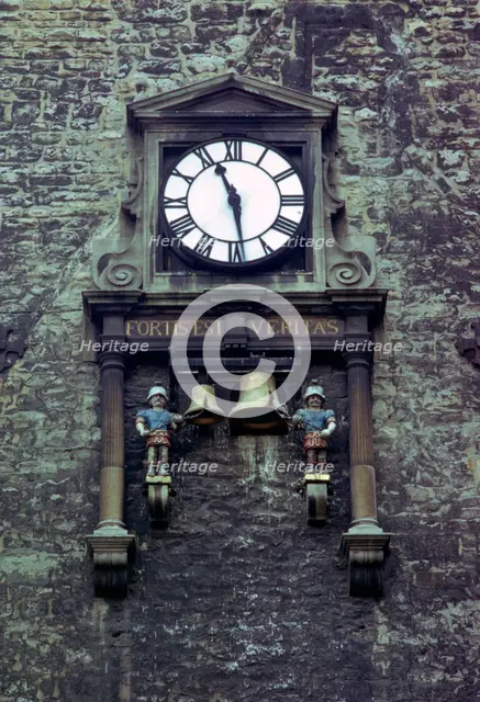 Clock on Carfax Tower, Oxford, Oxfordshire, 1974. Creator: Tony Evans.