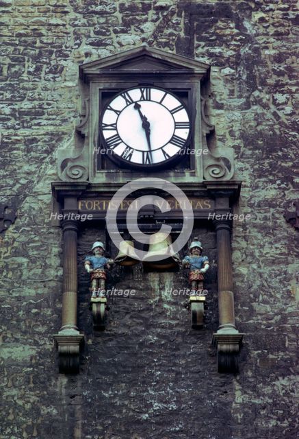 Clock on Carfax Tower, Oxford, Oxfordshire, 1974. Creator: Tony Evans.
