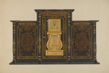 Clock - Lyre Type, c. 1937. Creator: Rex F Bush