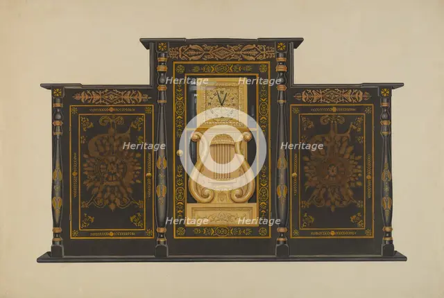 Clock - Lyre Type, c. 1937. Creator: Rex F Bush.