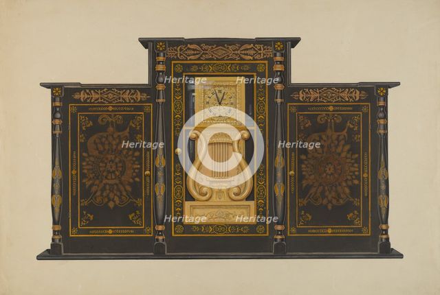 Clock - Lyre Type, c. 1937. Creator: Rex F Bush.
