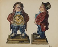 Clock-Toby (front and side view), 1938. Creator: Ralph Atkinson