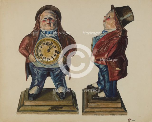 Clock-Toby (front and side view), 1938. Creator: Ralph Atkinson.