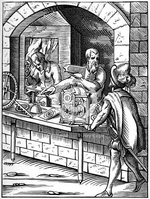 Clockmaker, 16th century (1849).Artist: Jost Amman
