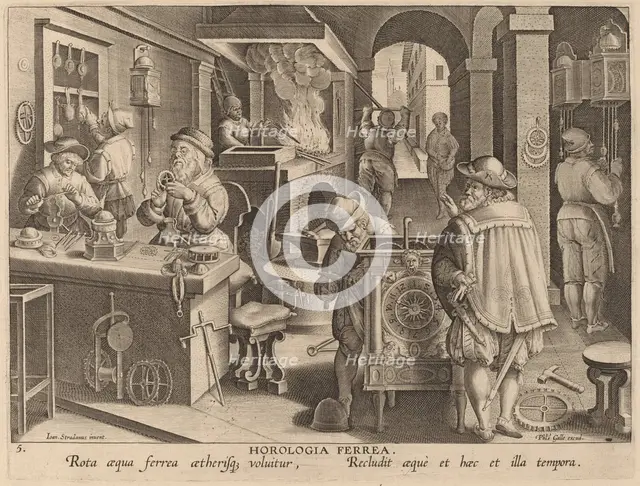Clockmaking: pl.5, c. 1580/1590. Creator: Theodoor Galle.