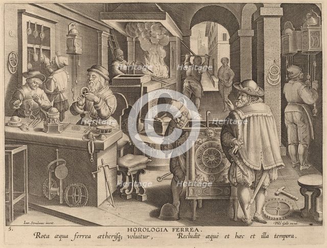 Clockmaking: pl.5, c. 1580/1590. Creator: Theodoor Galle.