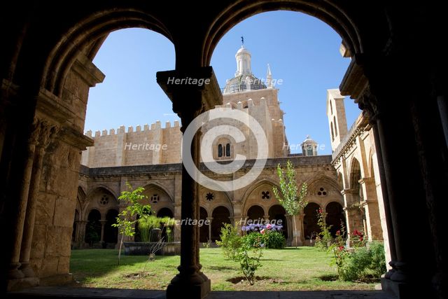 Cloister and garden, Old Cathedral of Coimbra, Portugal, 2009.  Creator: Samuel Magal.