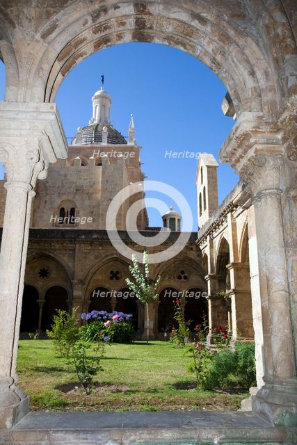 Cloister and garden, Old Cathedral of Coimbra, Portugal, 2009.  Creator: Samuel Magal.