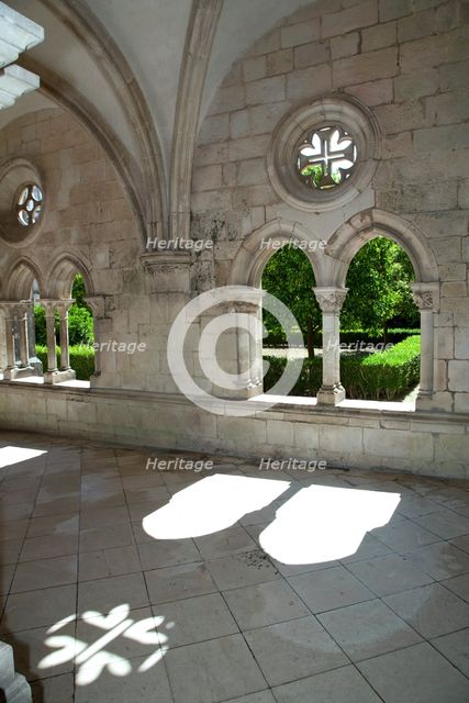 Cloister and view of the courtyard, Monastery of Alcobaca, Alcobaca, Portugal, 2009.  Creator: Samuel Magal.