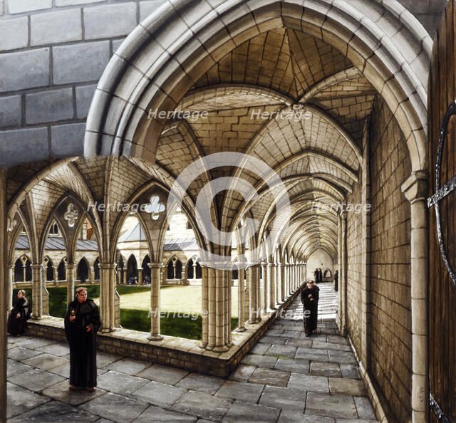 Cloister at St Augustine's Abbey, c13th century, (c1990-2010). Artist: Peter Urmston.