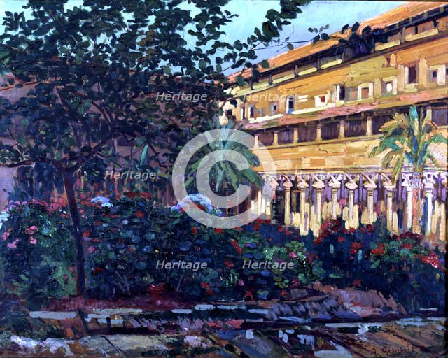  'Cloister of Sant Francesc', oil on canvas, 97 X 78 cm., work by the Majorcan impressionist and …