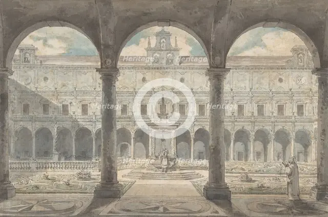 Cloister of the Certosa di San Martino, Naples, ca.1777-1779. Creator: Louis Jean Desprez.