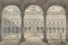 Cloister of the Certosa di San Martino, Naples, ca.1777-1779. Creator: Louis Jean Desprez