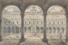 Cloister of the Certosa di San Martino, Naples, ca.1777-1779. Creator: Louis Jean Desprez