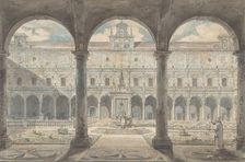 Cloister of the Certosa di San Martino, Naples, ca.1777-1779. Creator: Louis Jean Desprez