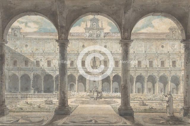 Cloister of the Certosa di San Martino, Naples, ca.1777-1779. Creator: Louis Jean Desprez.