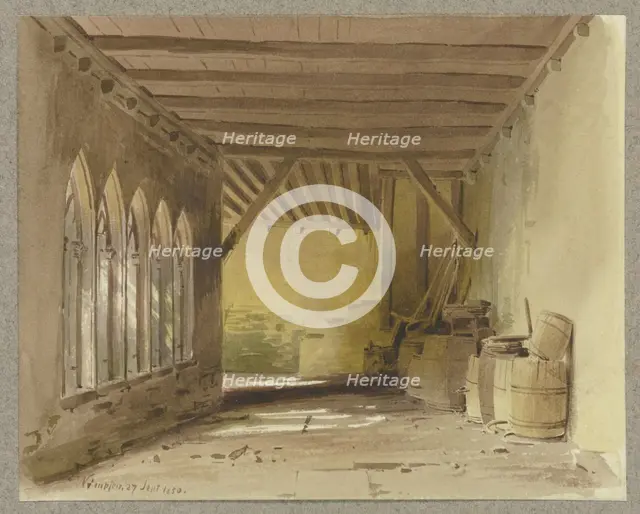 Cloister of the Collegiate Church of St. Peter and Paul in Bad Wimpfen, where wooden..., 1850. Creator: Carl Theodor Reiffenstein.