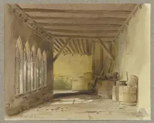 Cloister of the Collegiate Church of St. Peter and Paul in Bad Wimpfen, where wooden..., 1850. Creator: Carl Theodor Reiffenstein