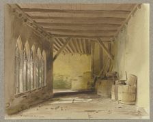 Cloister of the Collegiate Church of St. Peter and Paul in Bad Wimpfen, where wooden..., 1850. Creator: Carl Theodor Reiffenstein