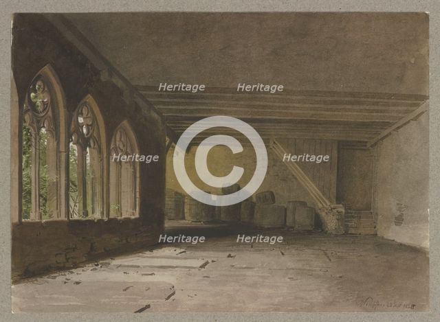 Cloister of the Collegiate Church of St. Peter and Paul in Bad Wimpfen, where wooden..., 1850. Creator: Carl Theodor Reiffenstein.