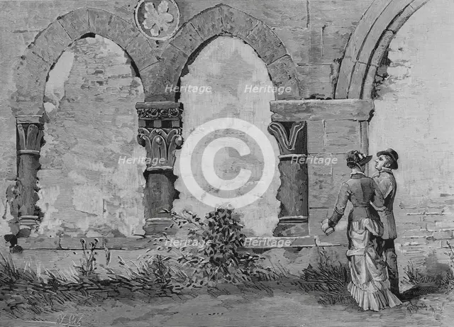 Cloister, Monastery of San Pedro de Cardeña, Castrillo del Val, Burgos province, Spain, 1883.  Creator: Isidro Gil.