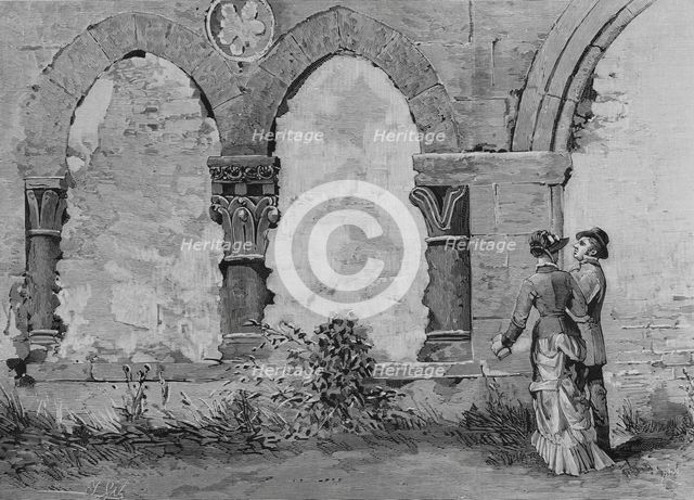 Cloister, Monastery of San Pedro de Cardeña, Castrillo del Val, Burgos province, Spain, 1883.  Creator: Isidro Gil.