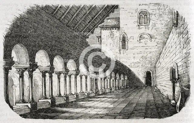 Cloister, Monastery of Santa Maria Real de Las Huelgas, Castile, Spain, 1852.  Creator: Unknown.
